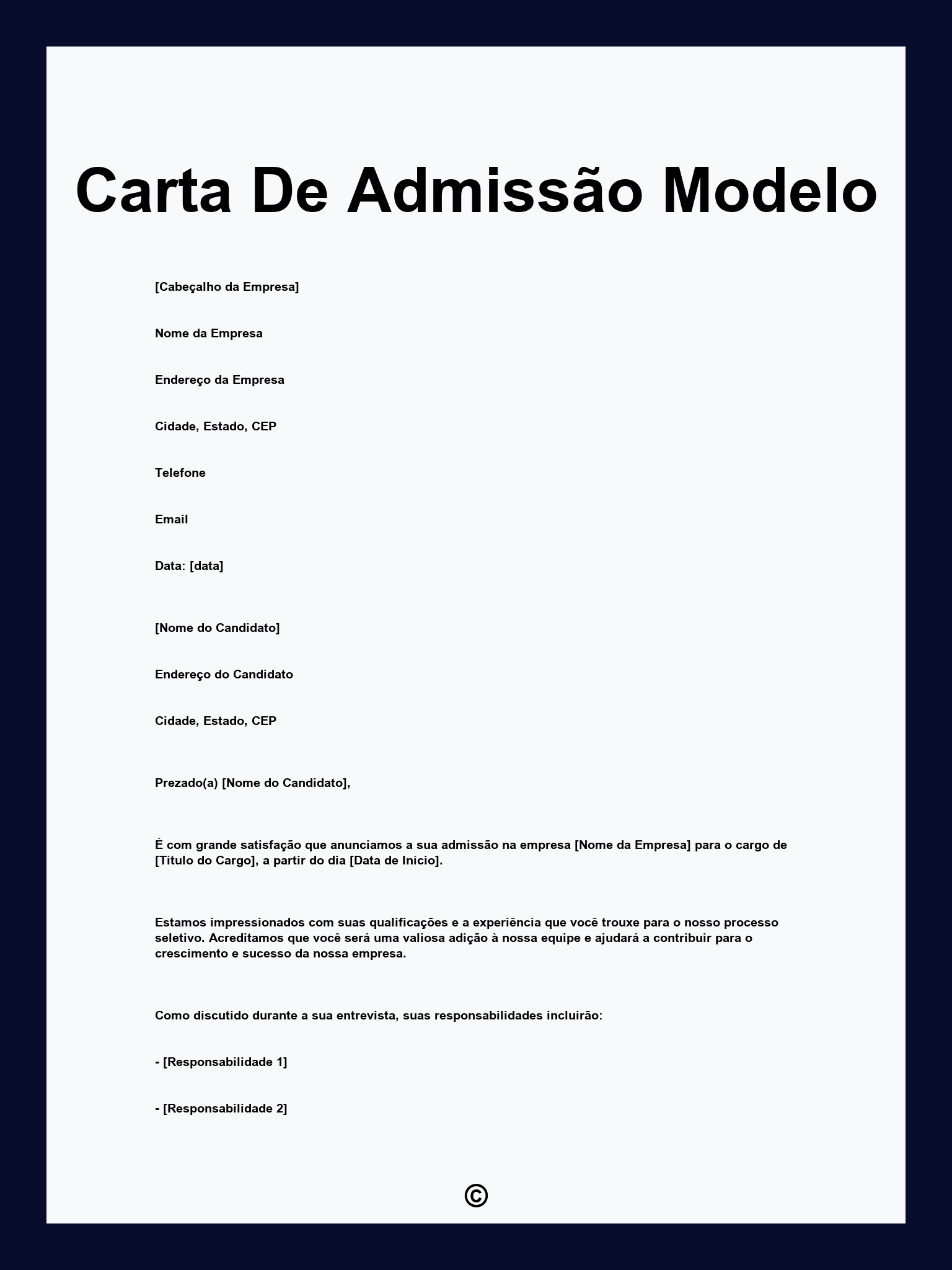 Carta De Admissão Modelo