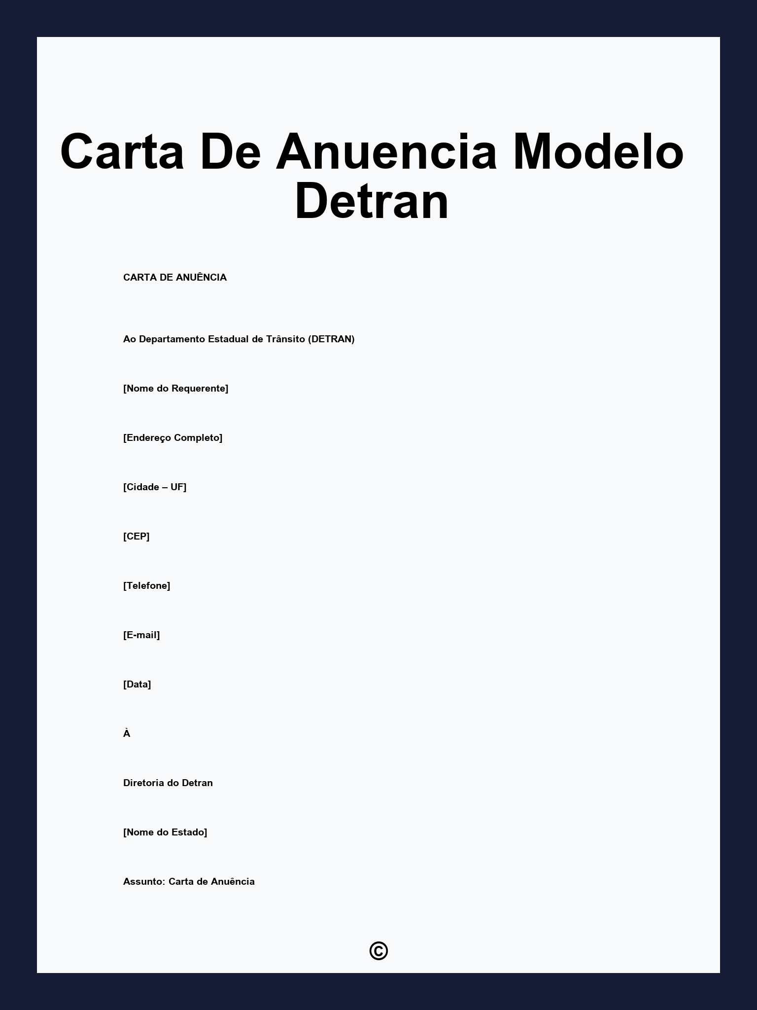 Carta De Anuencia Modelo Detran