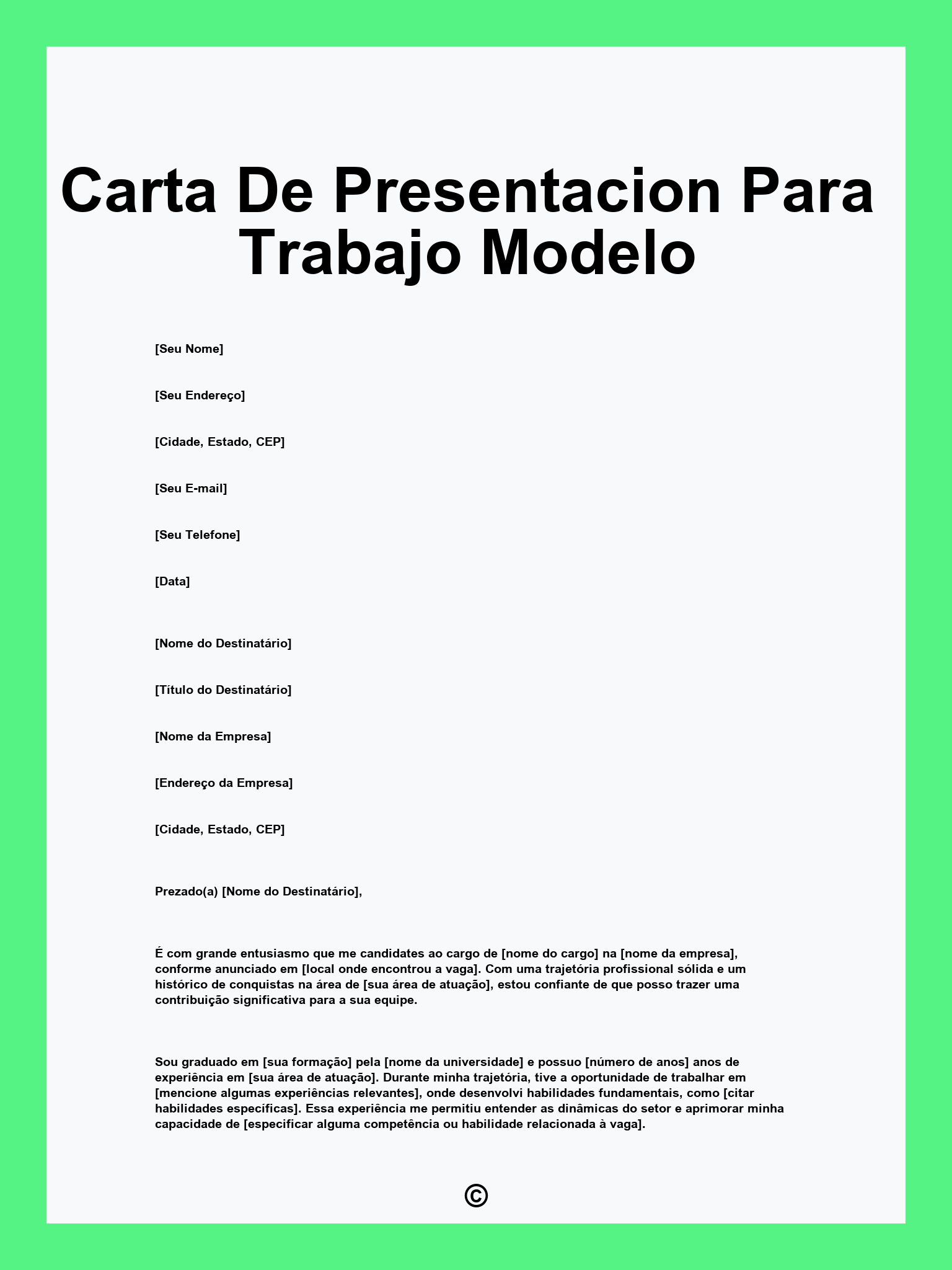 Carta De Presentacion Para Trabajo Modelo