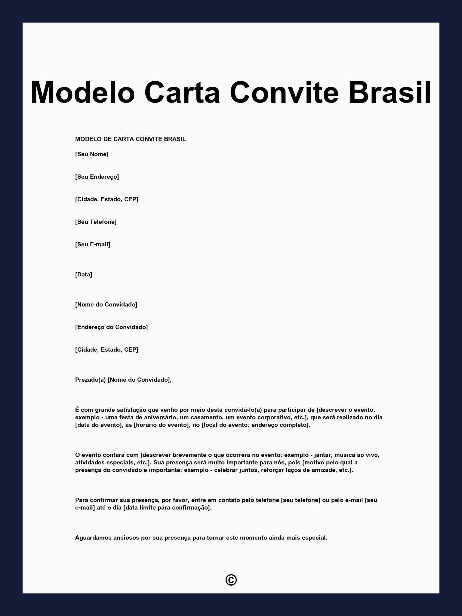 Modelo Carta Convite Brasil