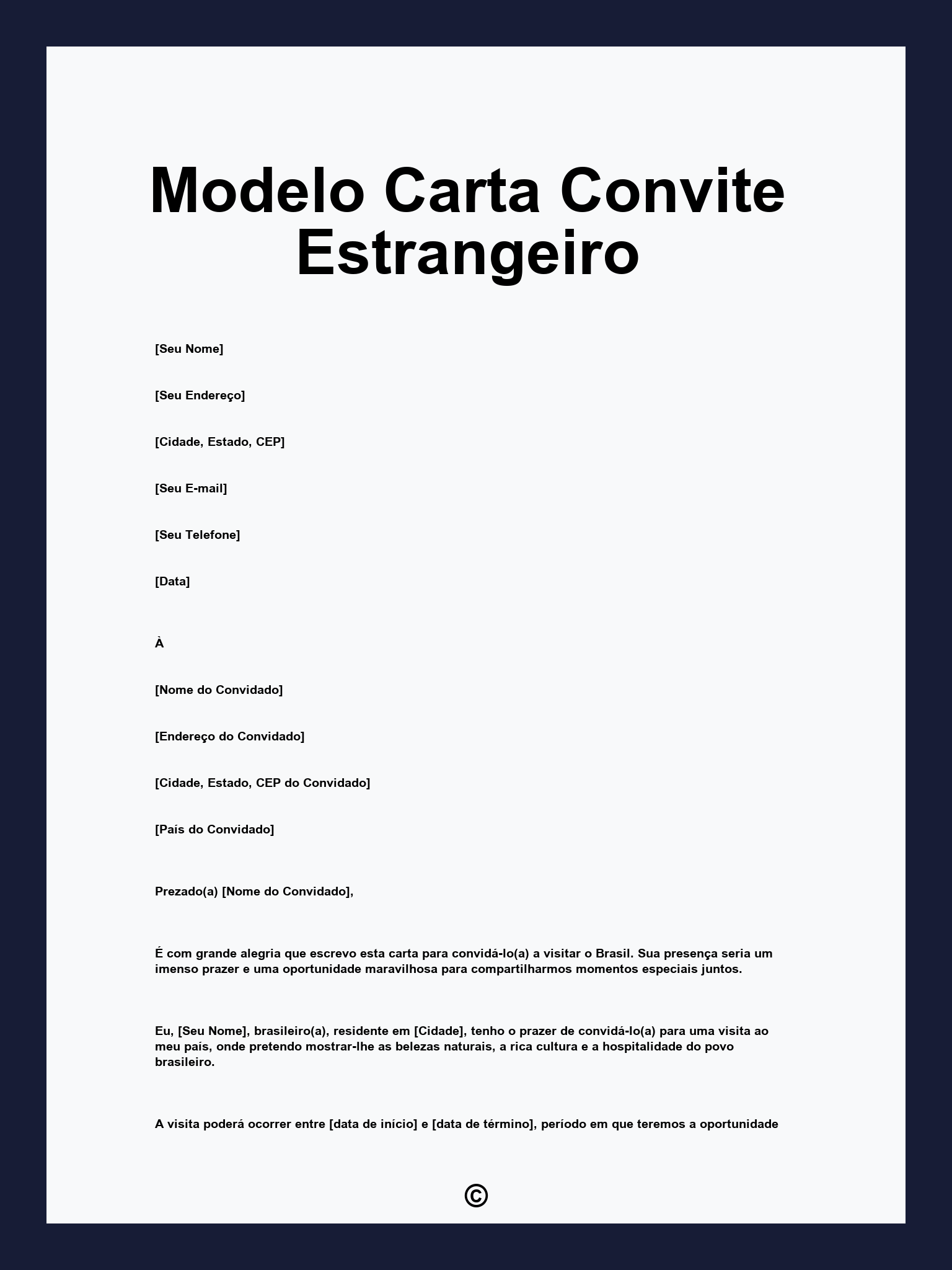 Modelo Carta Convite Estrangeiro