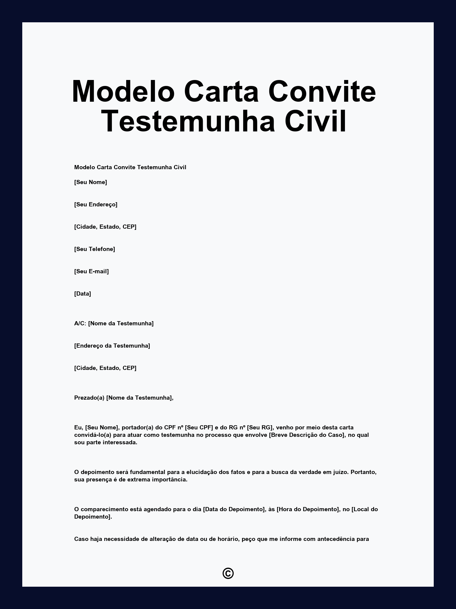 Modelo Carta Convite Testemunha Civil