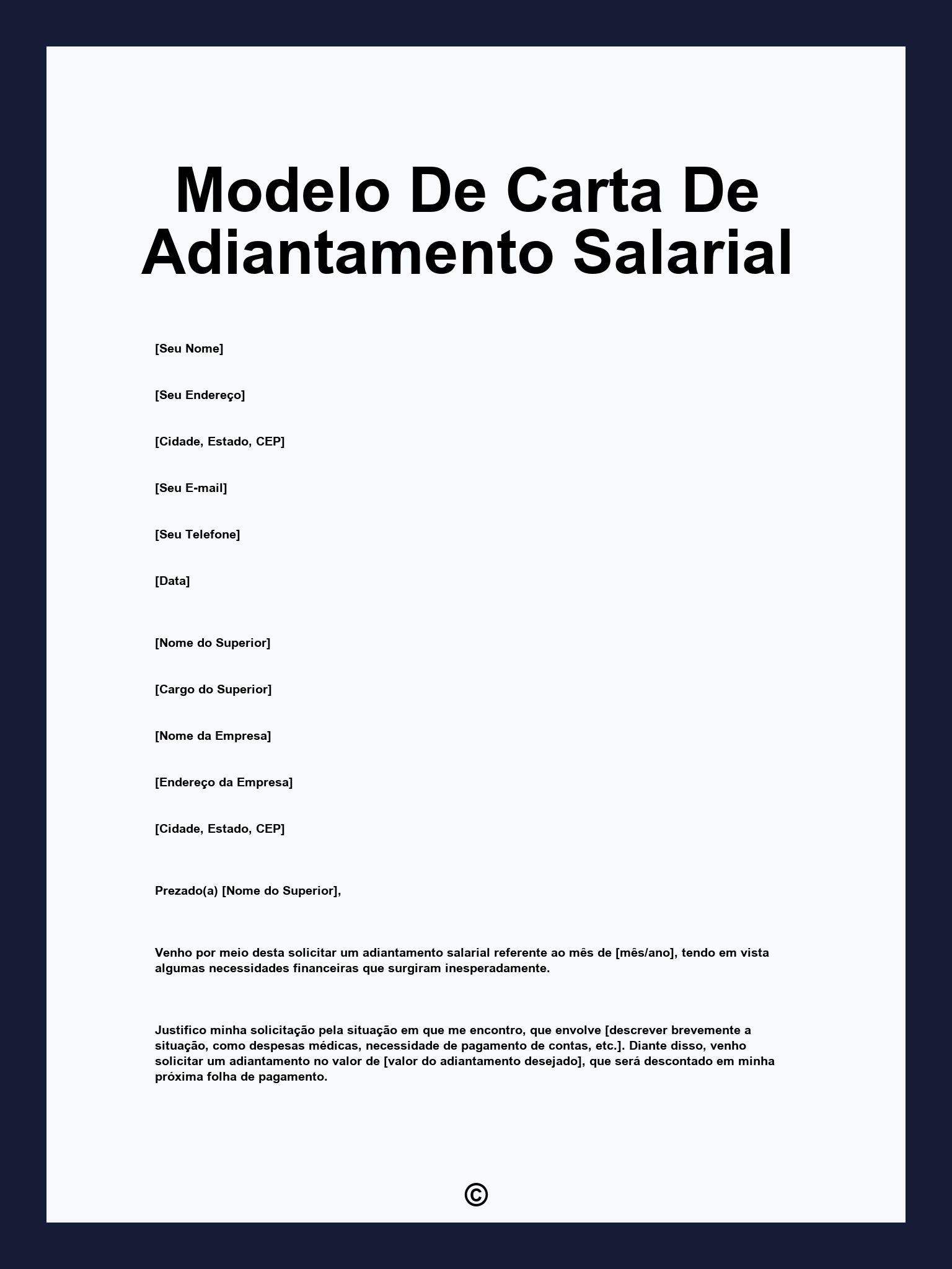 Modelo De Carta De Adiantamento Salarial