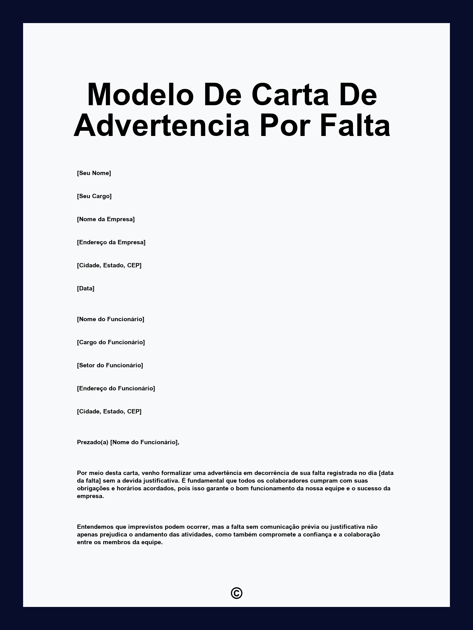 Modelo De Carta De Advertencia Por Falta