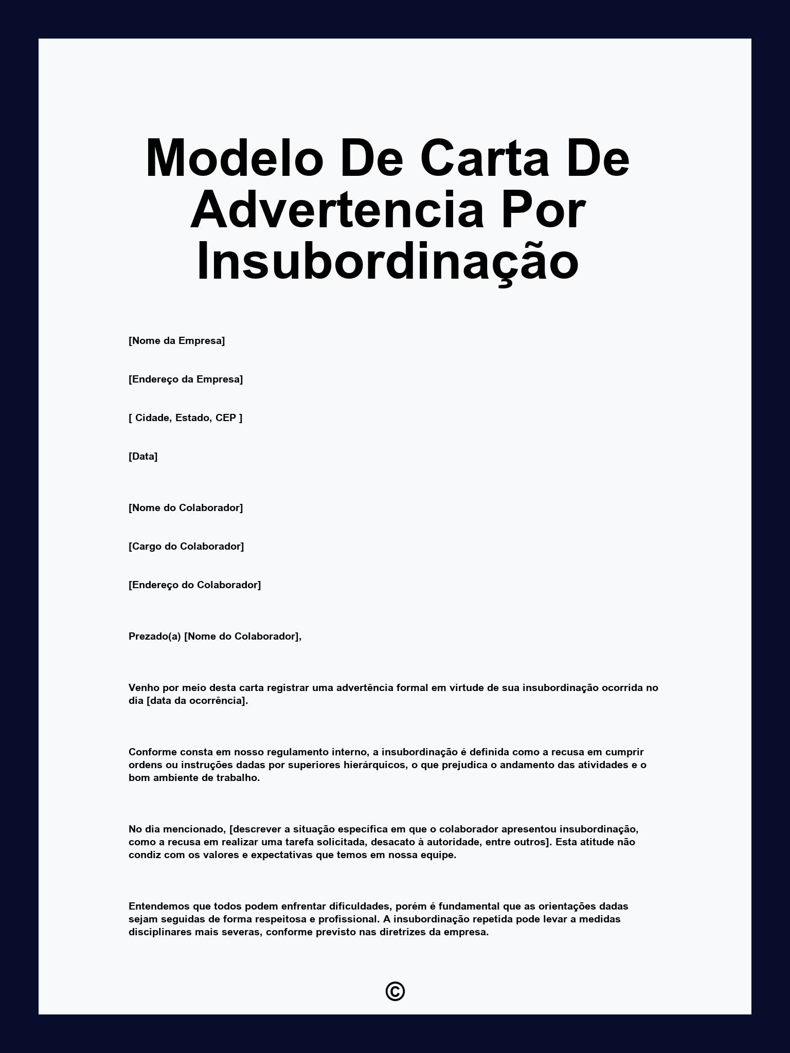 Modelo De Carta De Advertencia Por Insubordinação