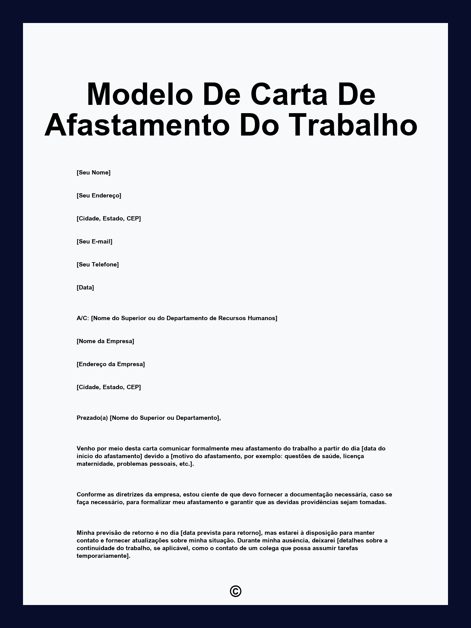 Modelo De Carta De Afastamento Do Trabalho