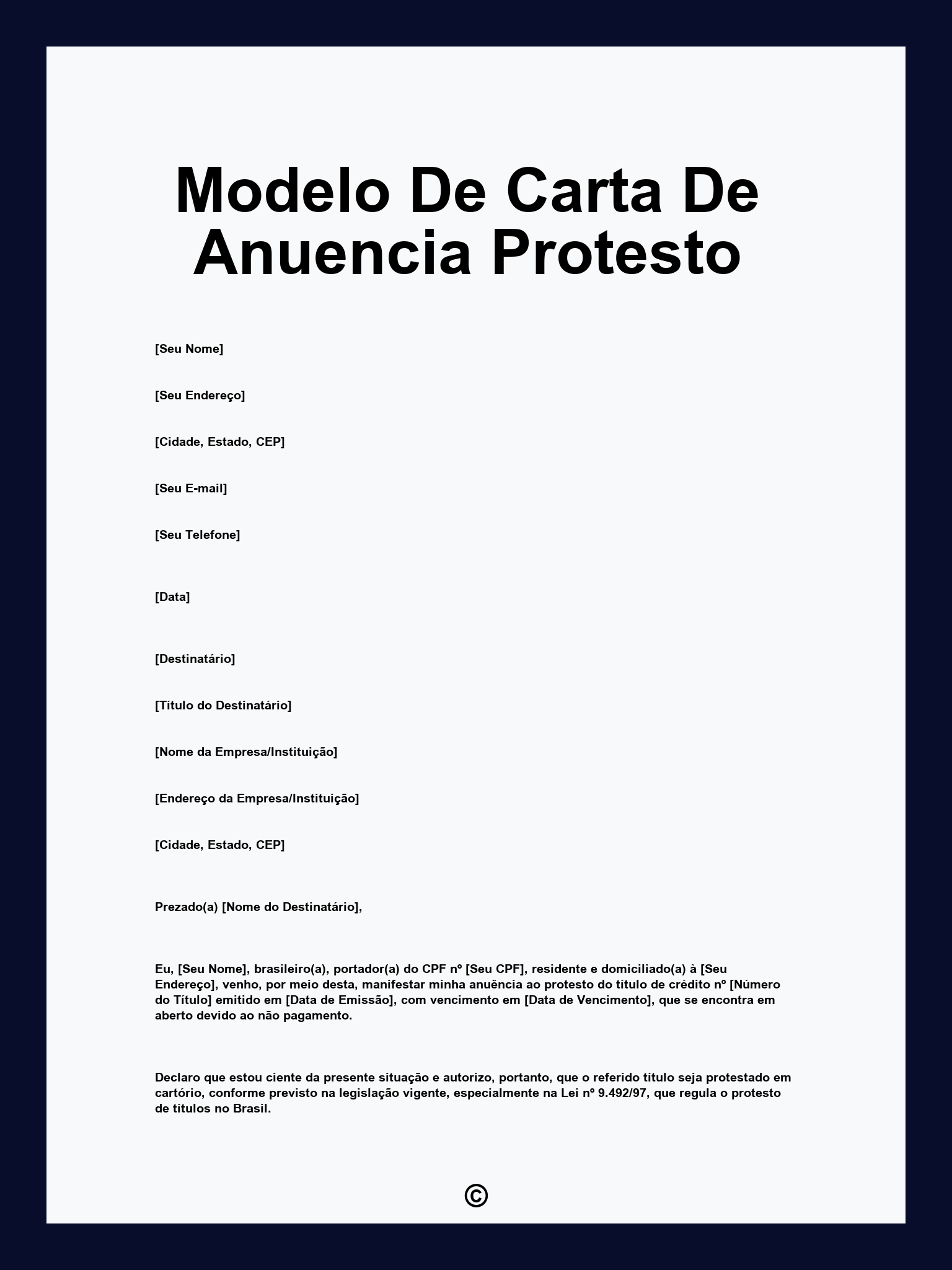 Modelo De Carta De Anuencia Protesto