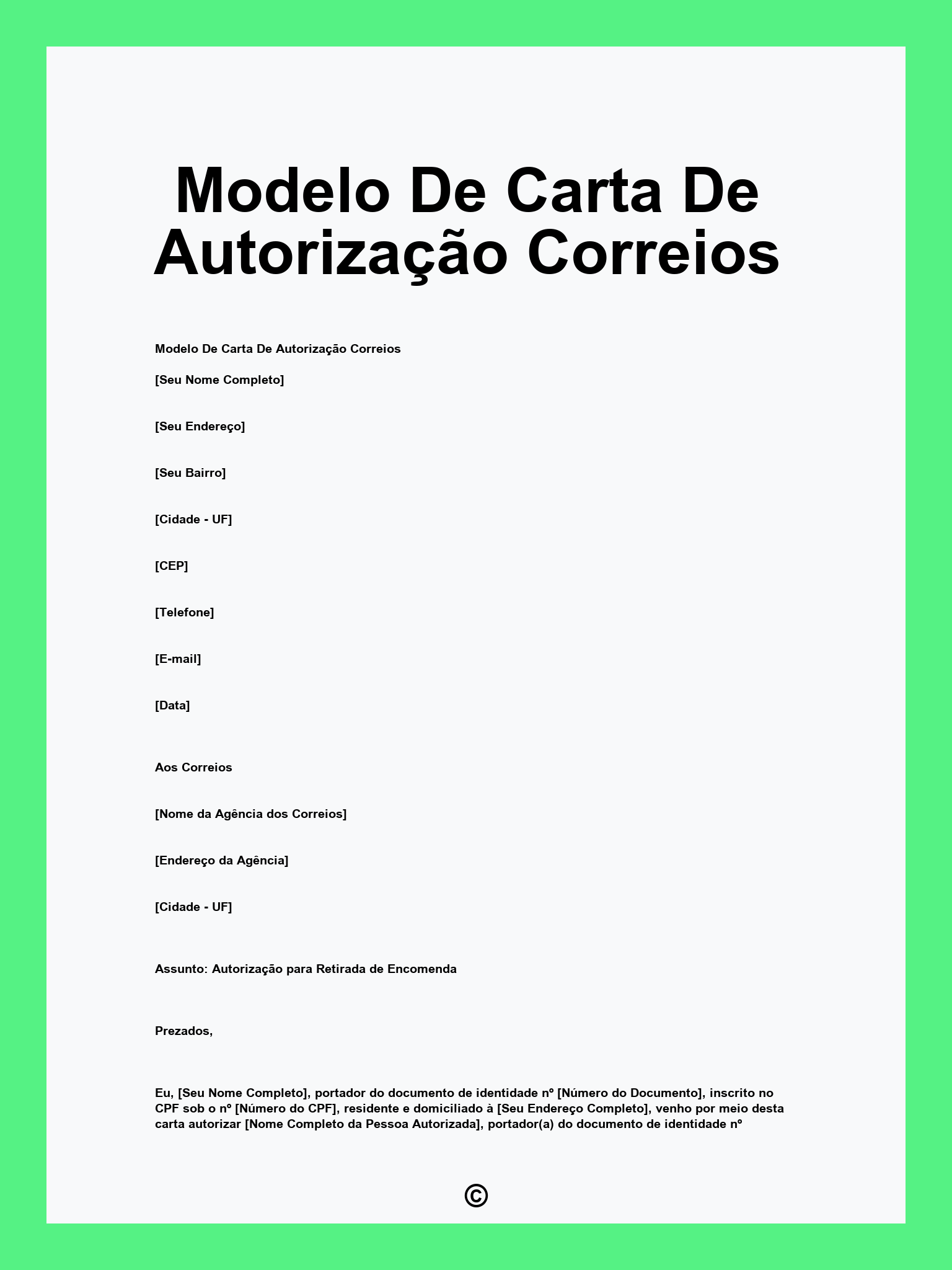 Modelo De Carta De Autorização Correios