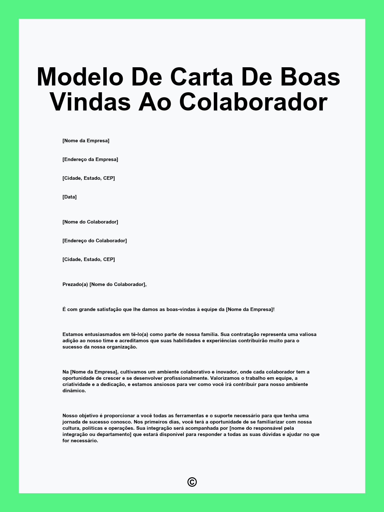 Modelo De Carta De Boas Vindas Ao Colaborador