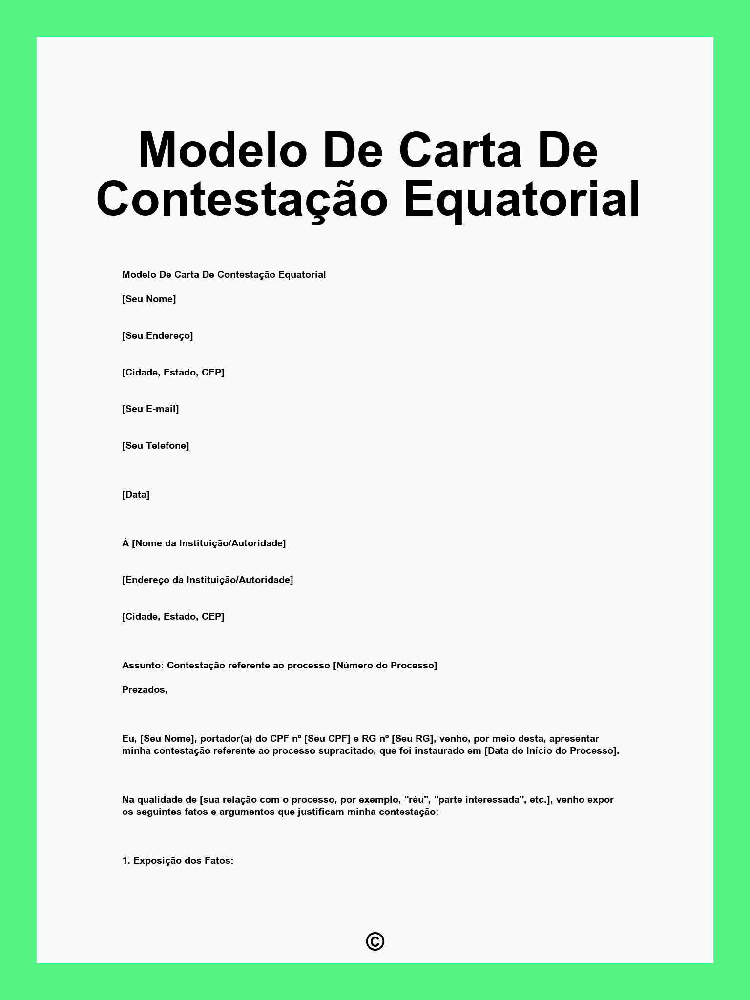 Modelo De Carta De Contestação Equatorial