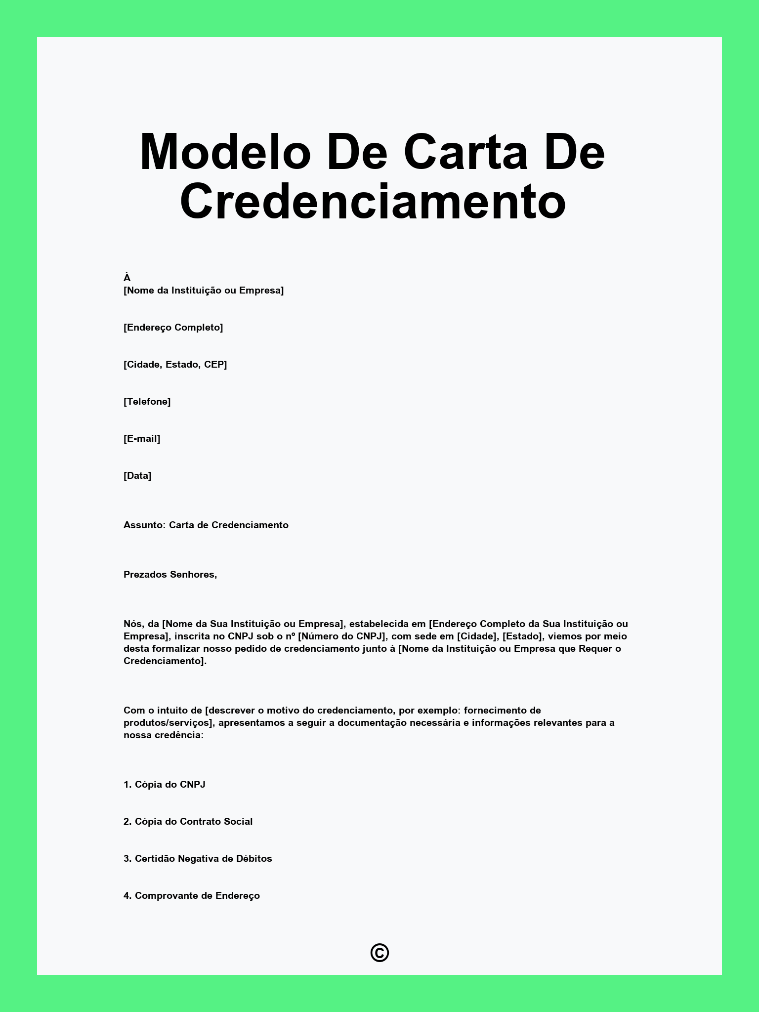 Modelo De Carta De Credenciamento