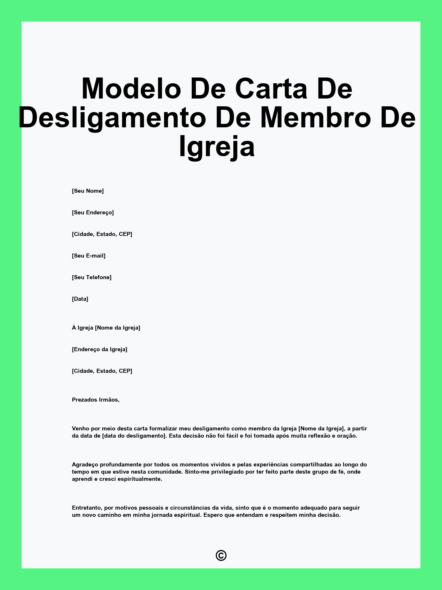 Modelo De Carta De Desligamento De Membro De Igreja