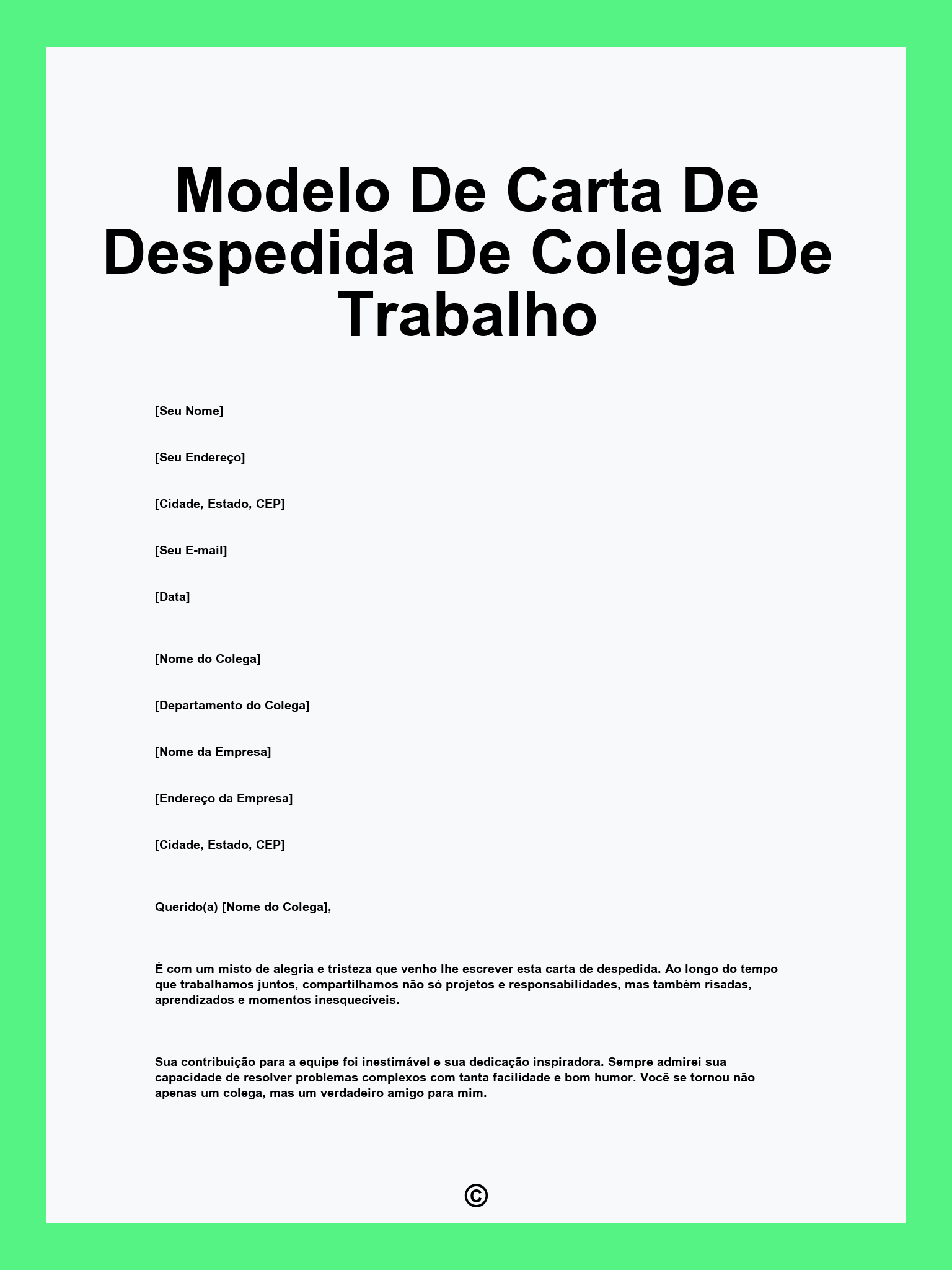 Modelo De Carta De Despedida De Colega De Trabalho