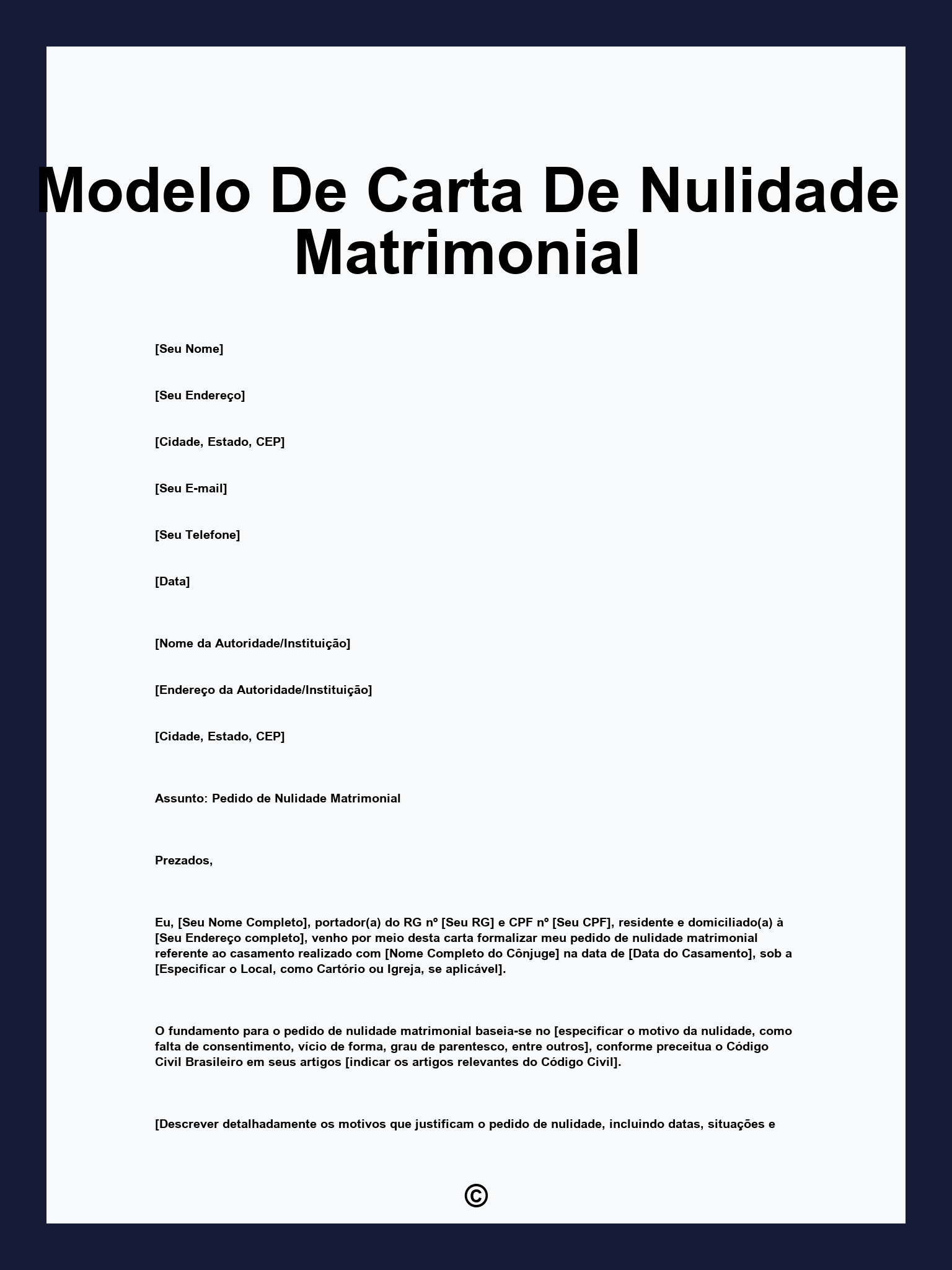 Modelo De Carta De Nulidade Matrimonial