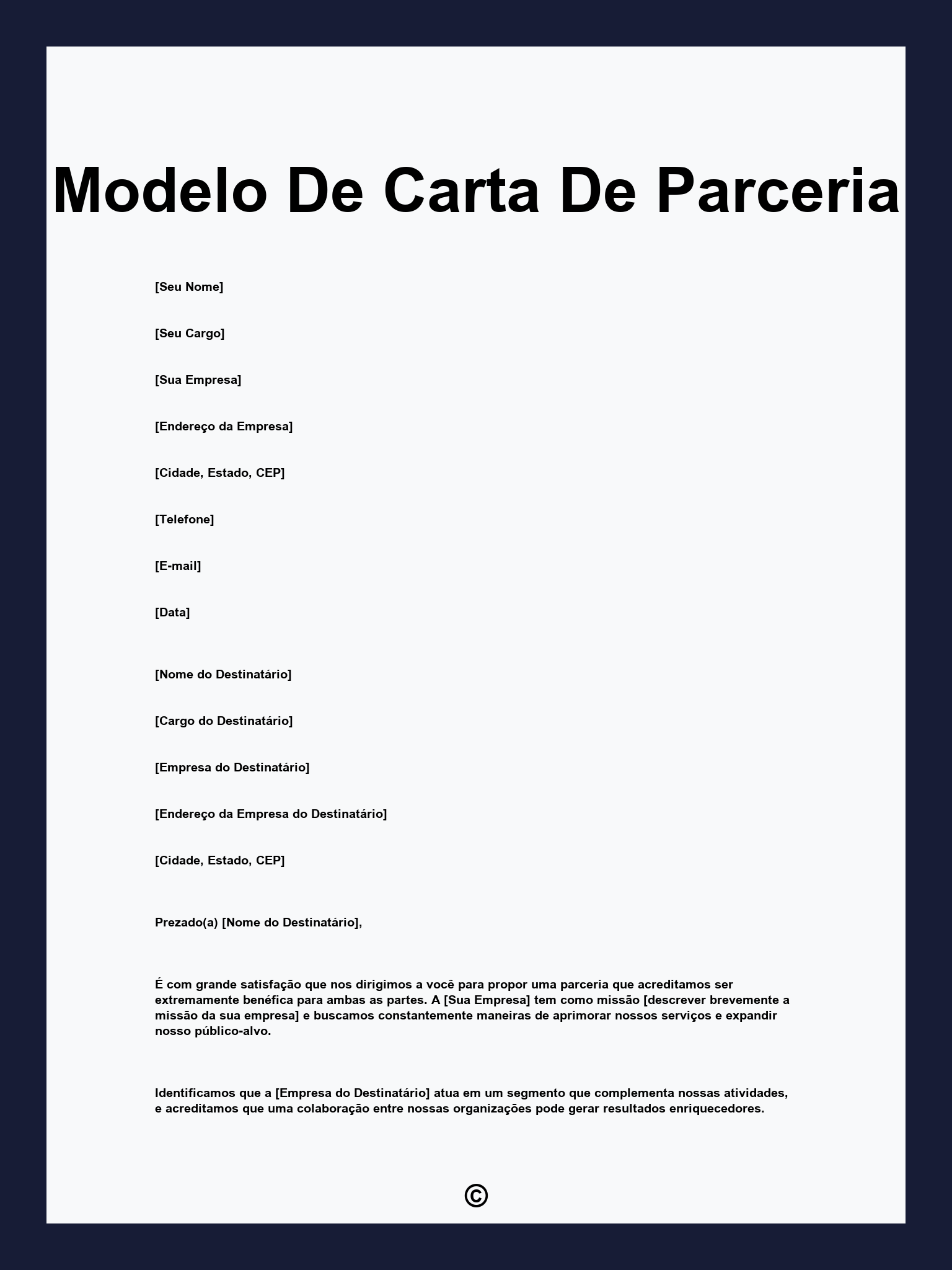 Modelo De Carta De Parceria