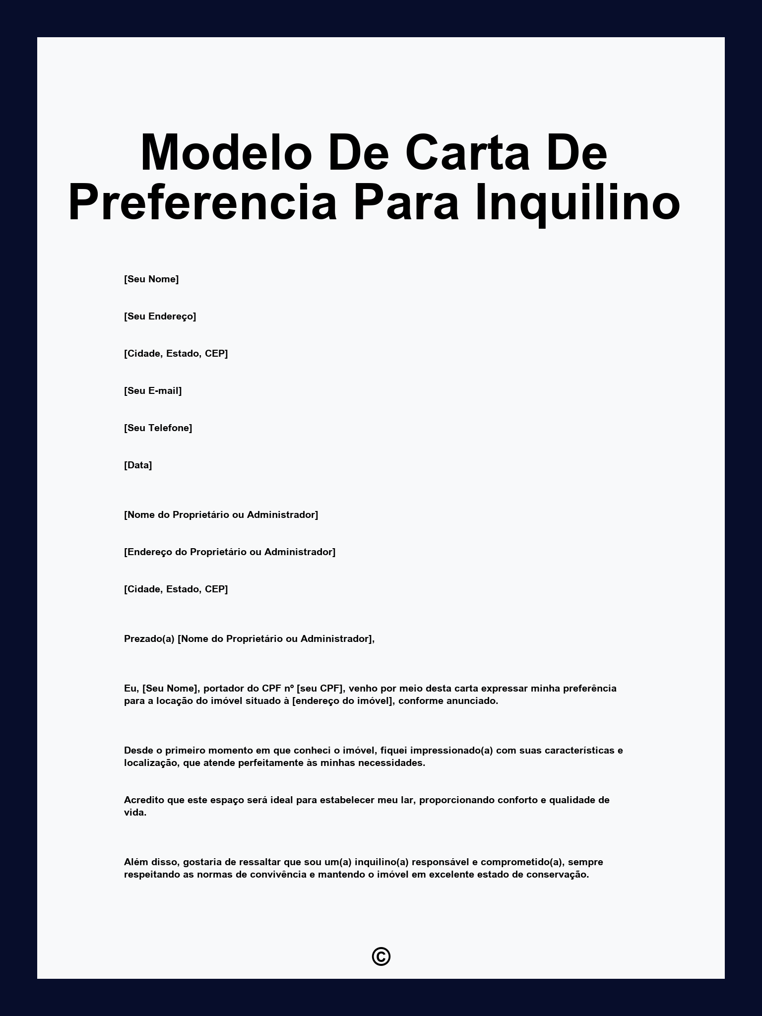 Modelo De Carta De Preferencia Para Inquilino