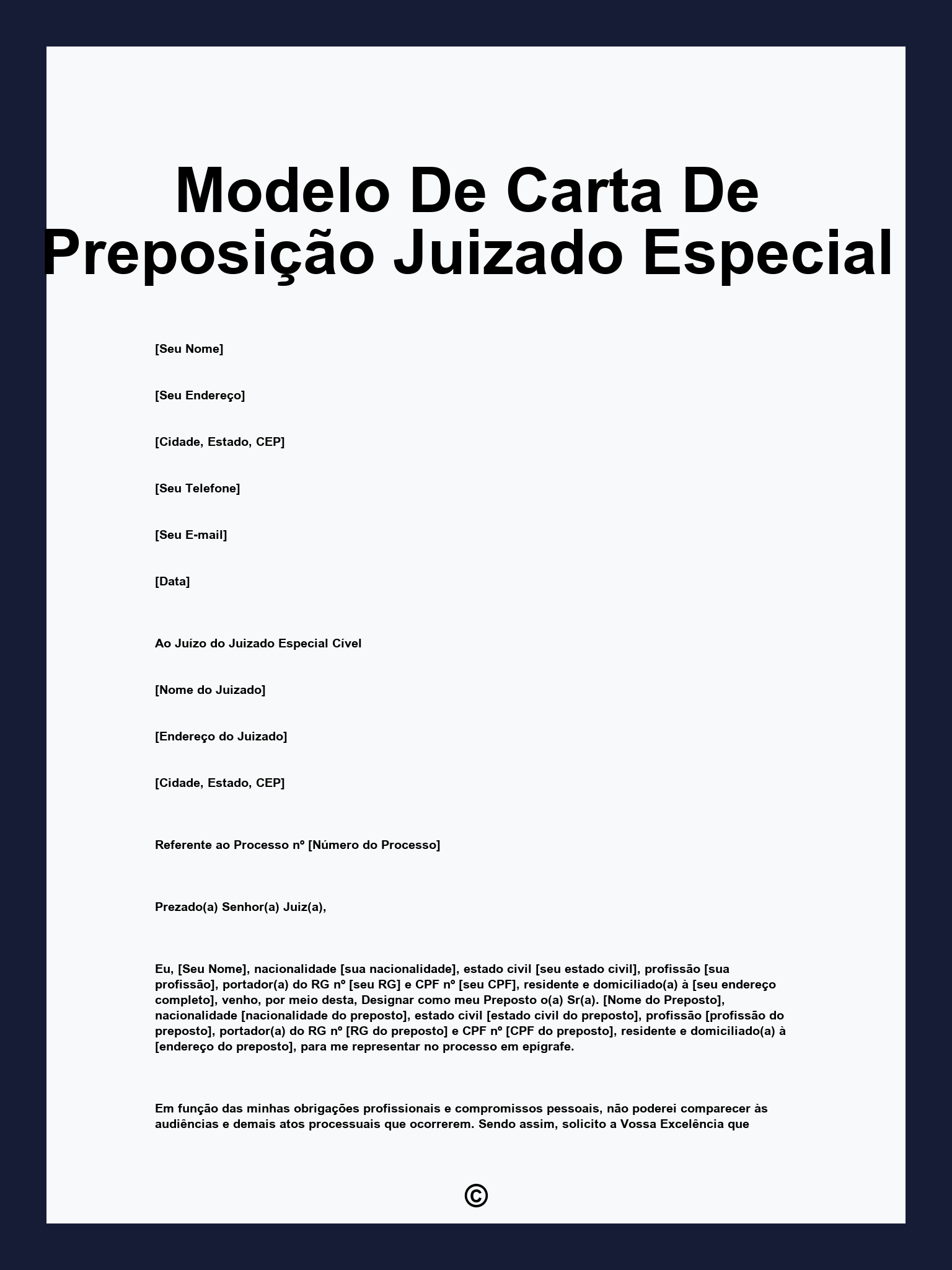 Modelo De Carta De Preposição Juizado Especial