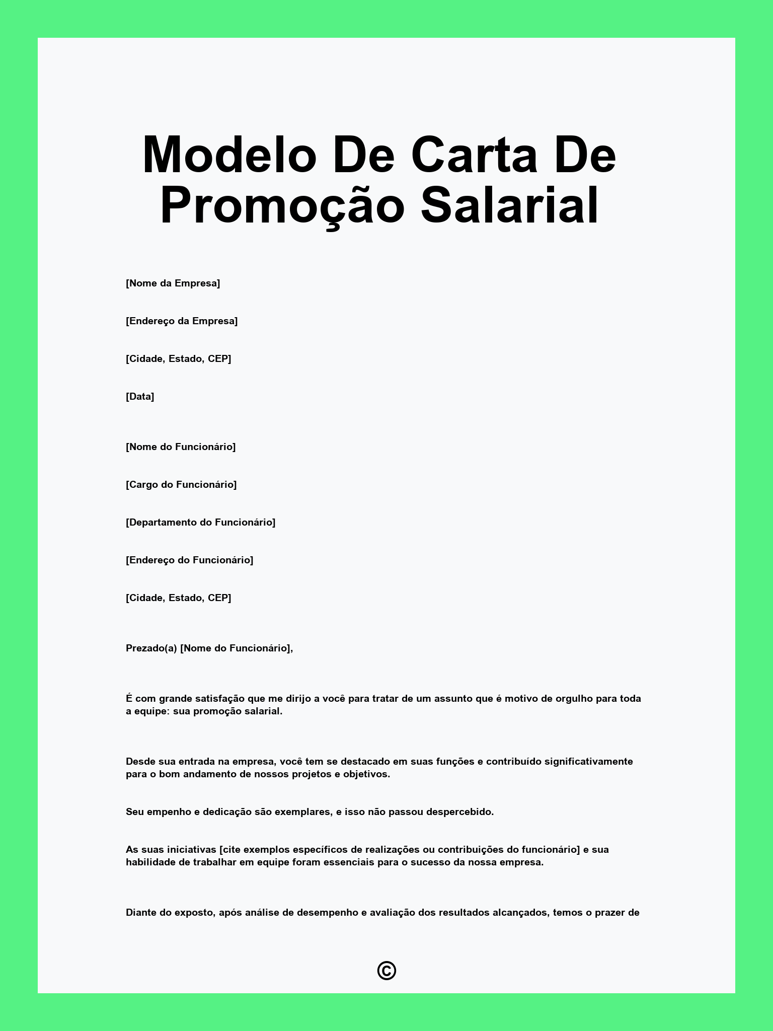 Modelo De Carta De Promoção Salarial