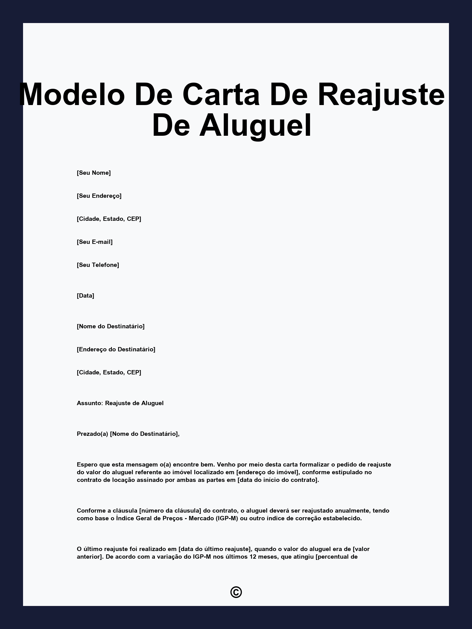 Modelo De Carta De Reajuste De Aluguel