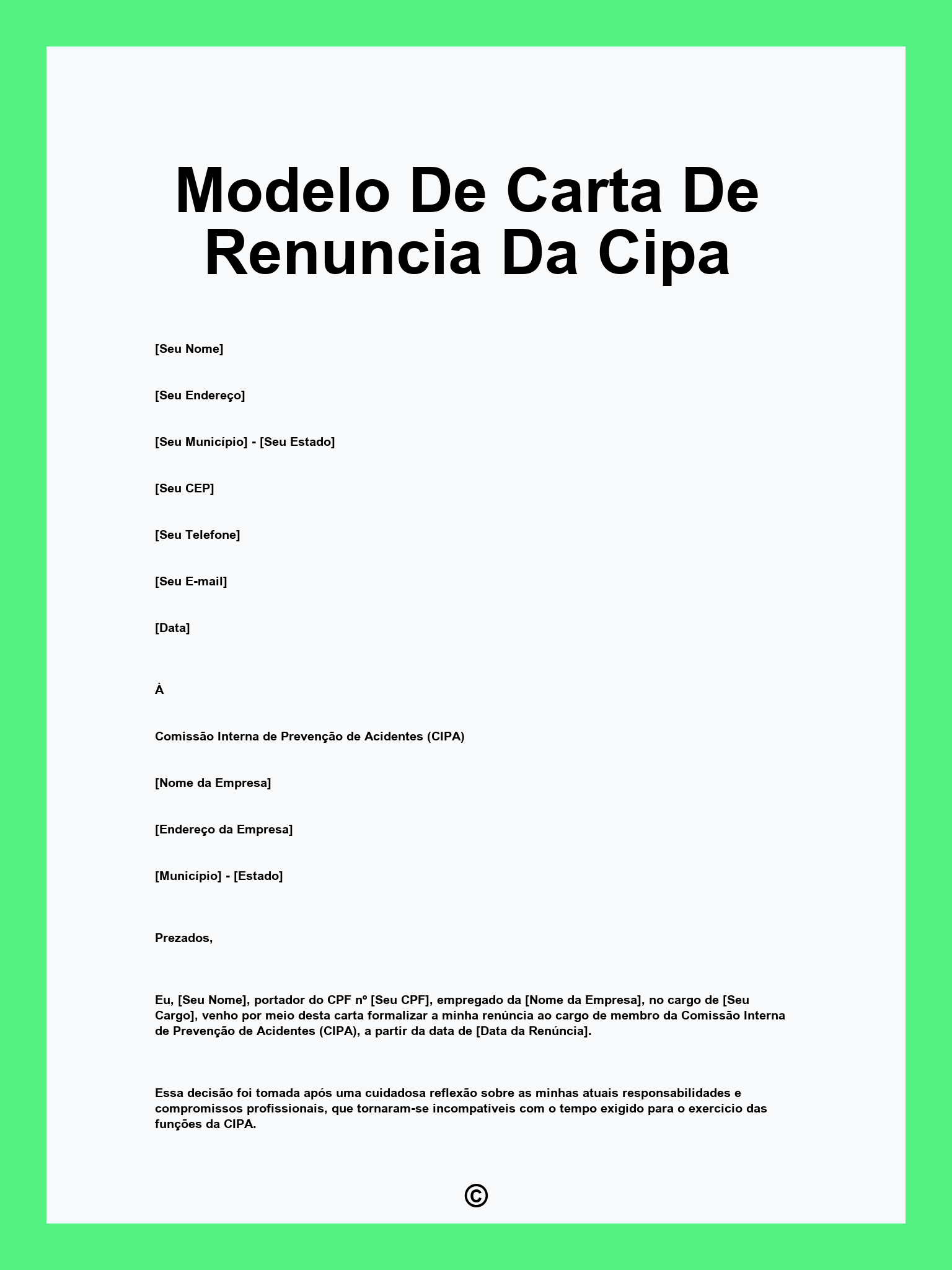 Modelo De Carta De Renuncia Da Cipa