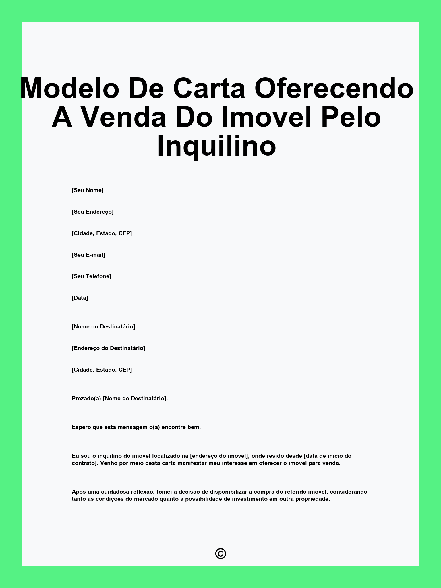 Modelo De Carta Oferecendo A Venda Do Imovel Pelo Inquilino