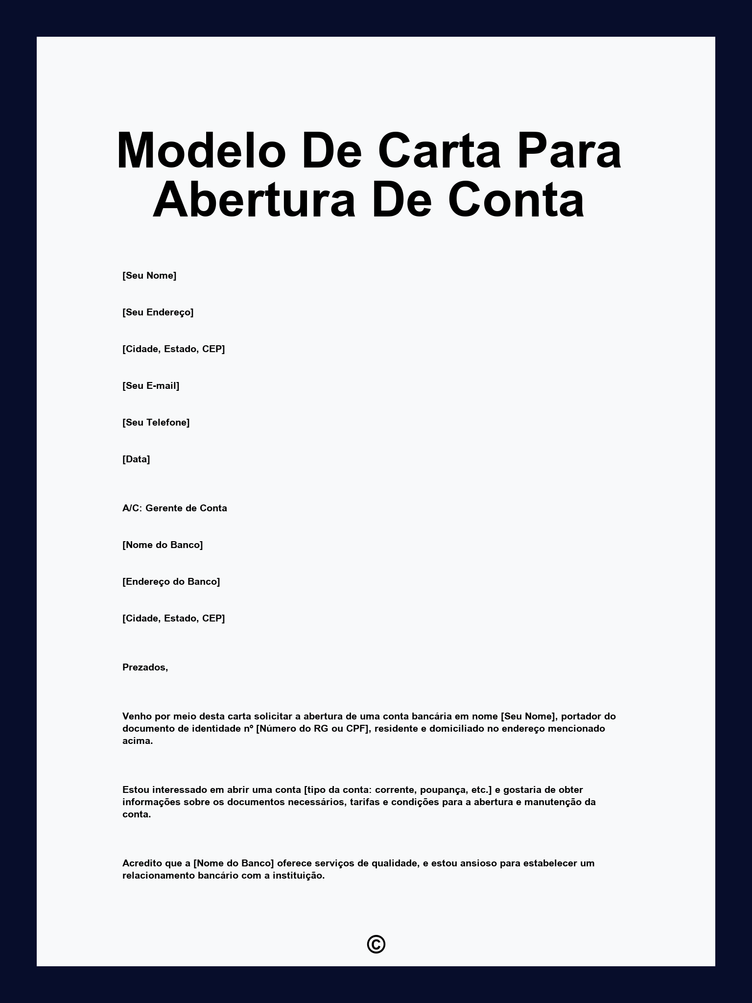 Modelo De Carta Para Abertura De Conta