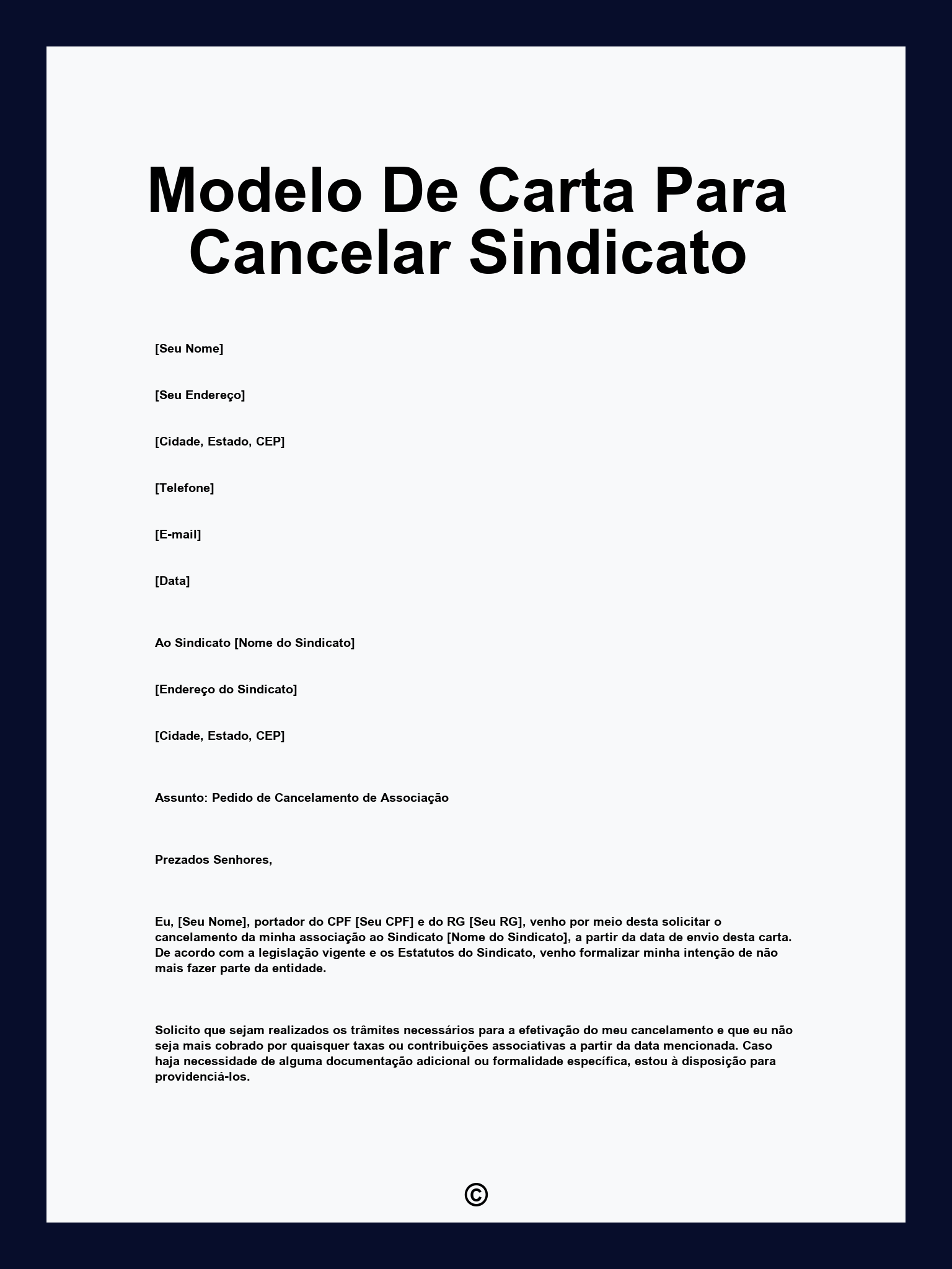 Modelo De Carta Para Cancelar Sindicato