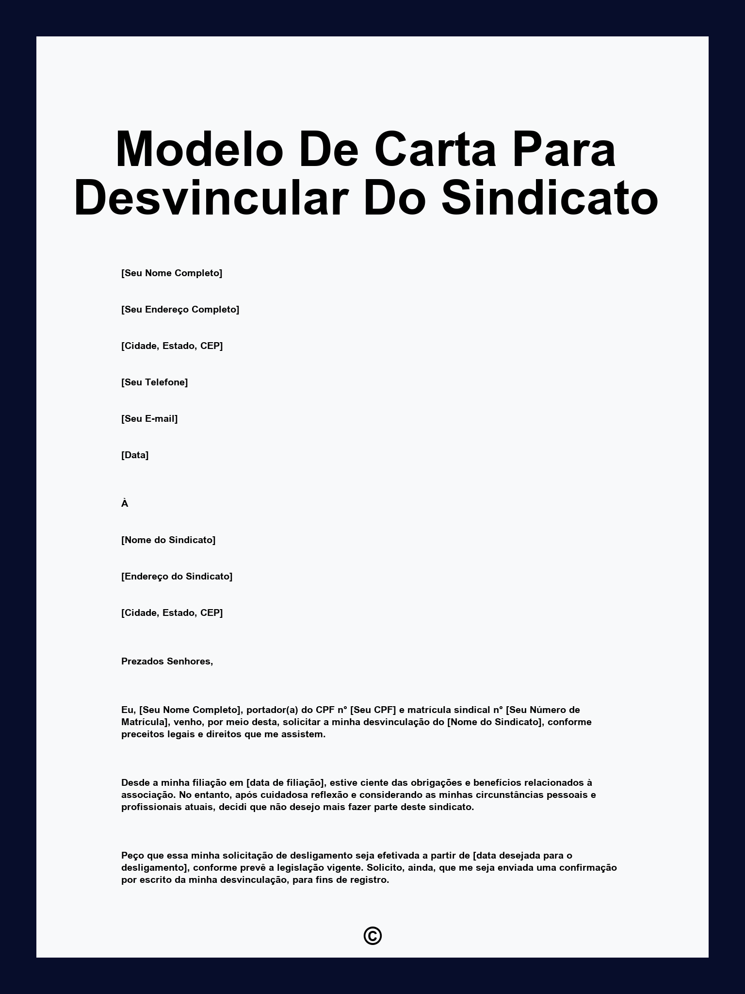 Modelo De Carta Para Desvincular Do Sindicato