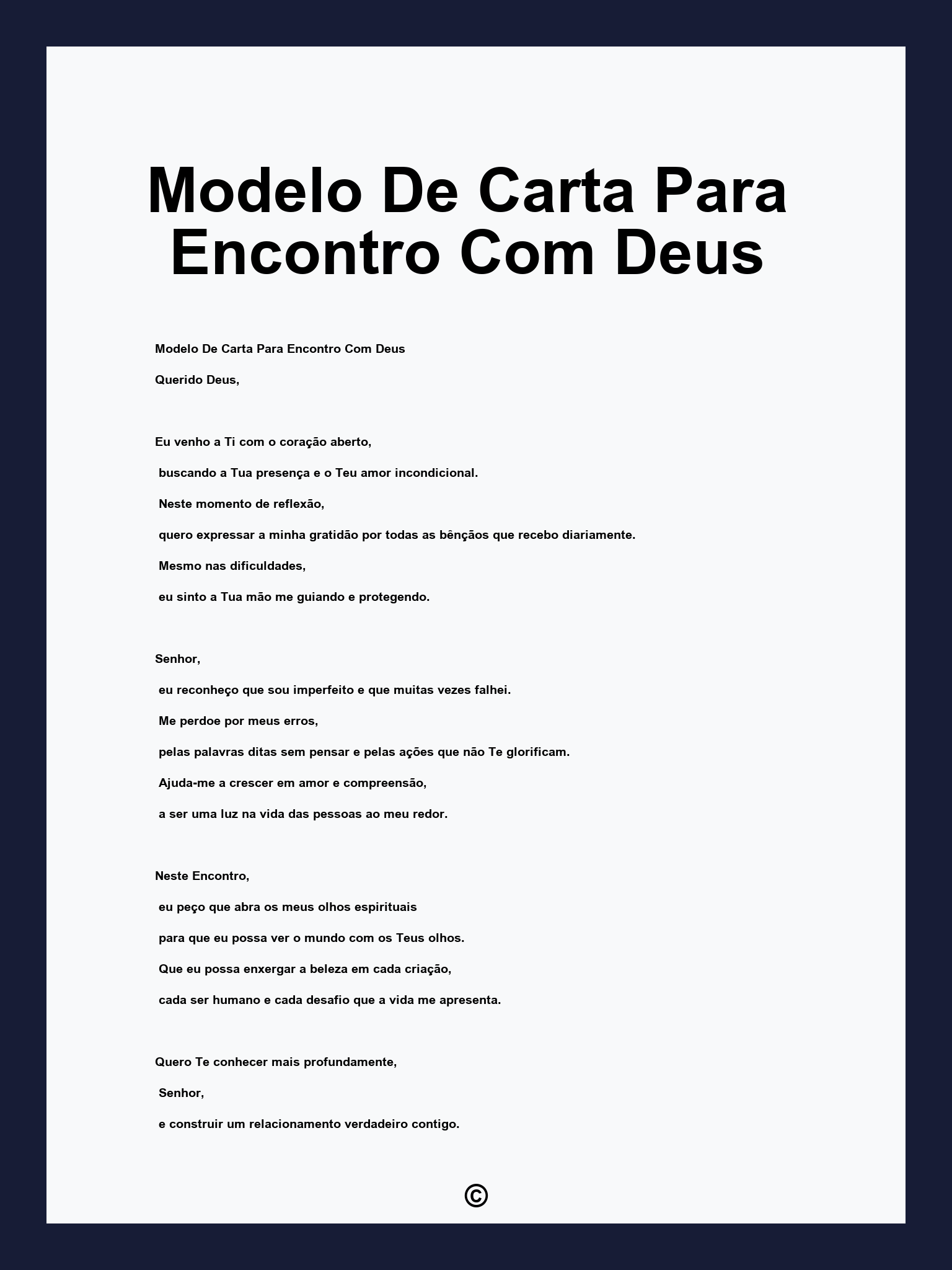 Modelo De Carta Para Encontro Com Deus