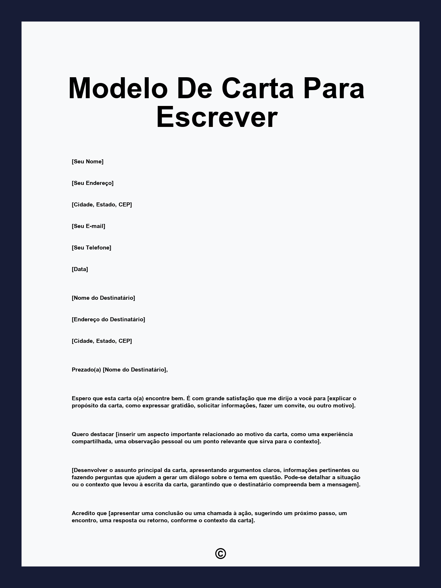 Modelo De Carta Para Escrever