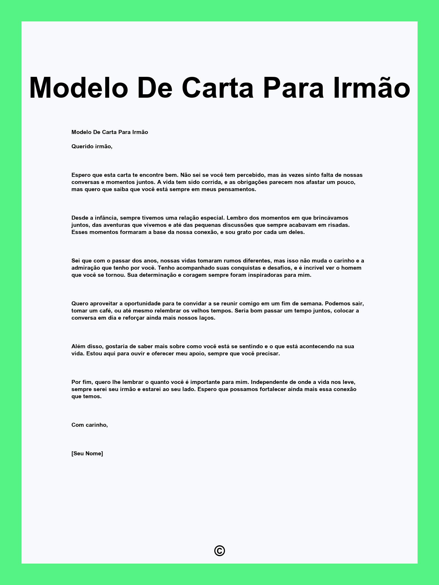 Modelo De Carta Para Irmão