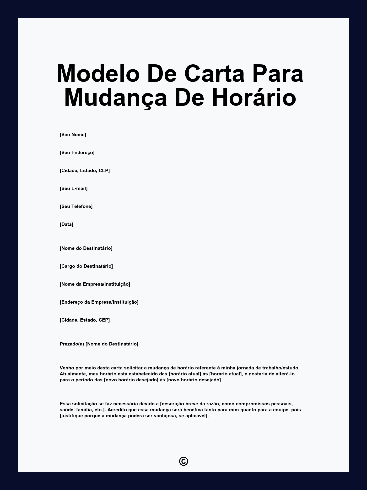 Modelo De Carta Para Mudança De Horário