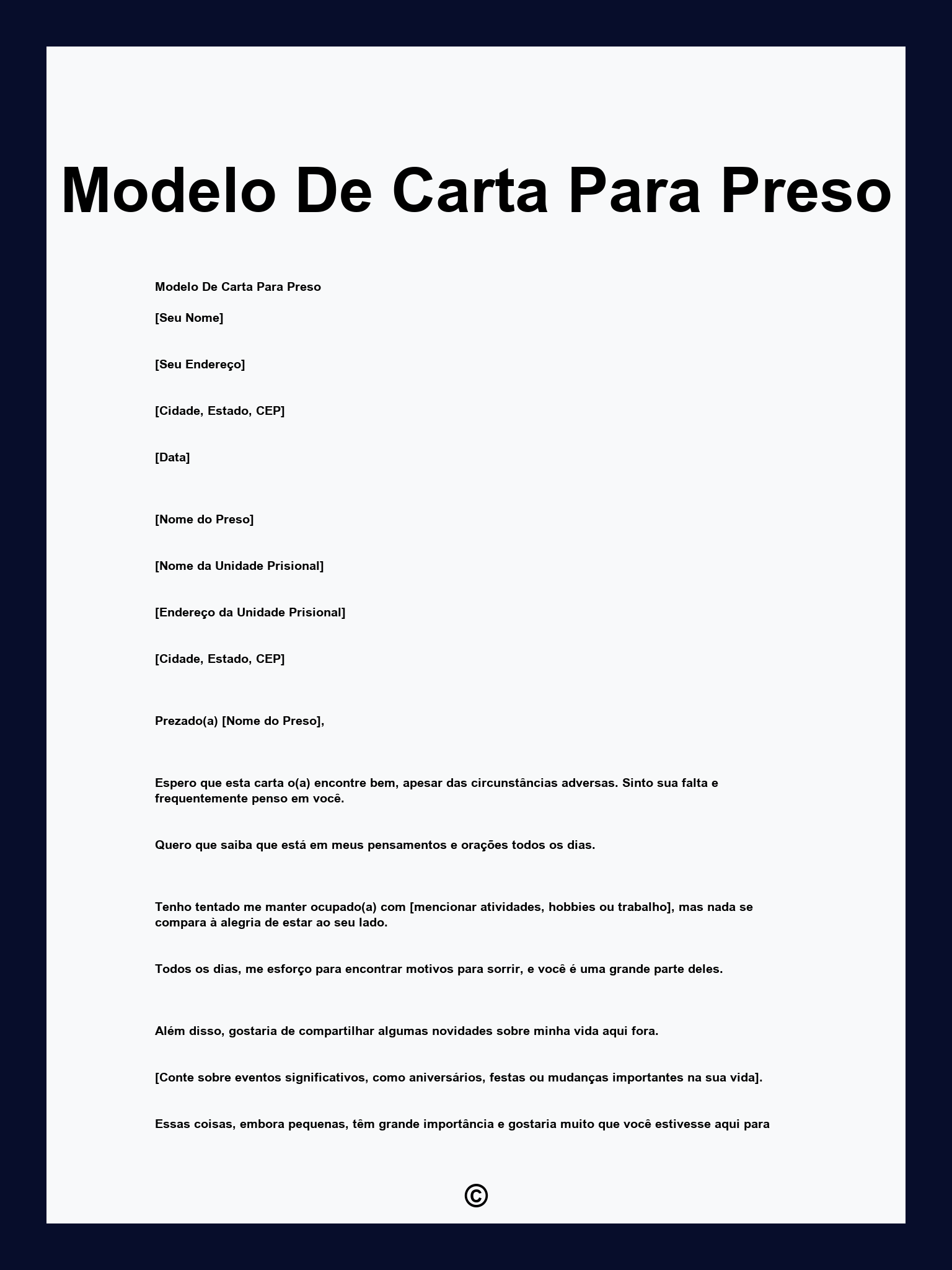 Modelo De Carta Para Preso