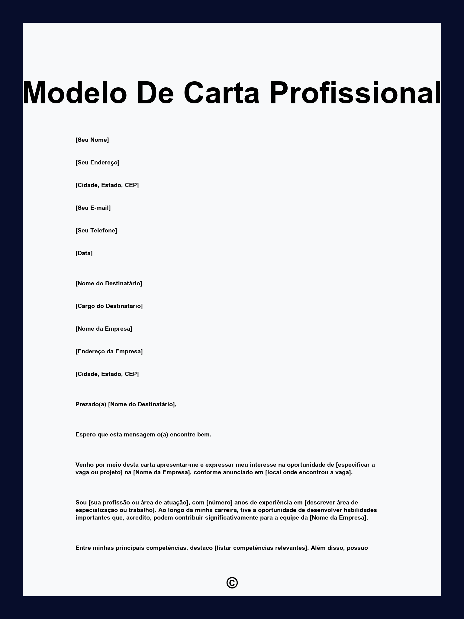 Modelo De Carta Profissional